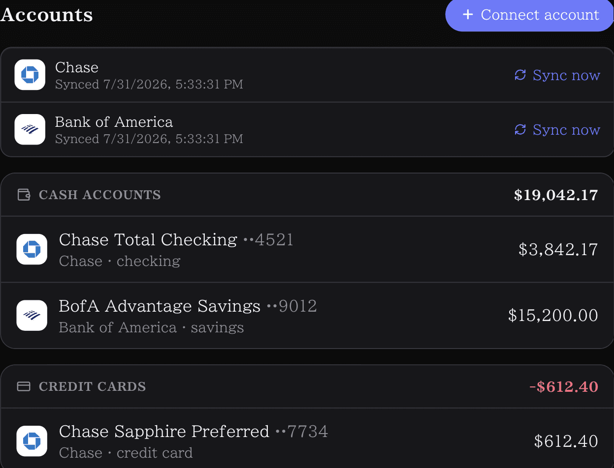 Connect — screenshot of the Perch dashboard